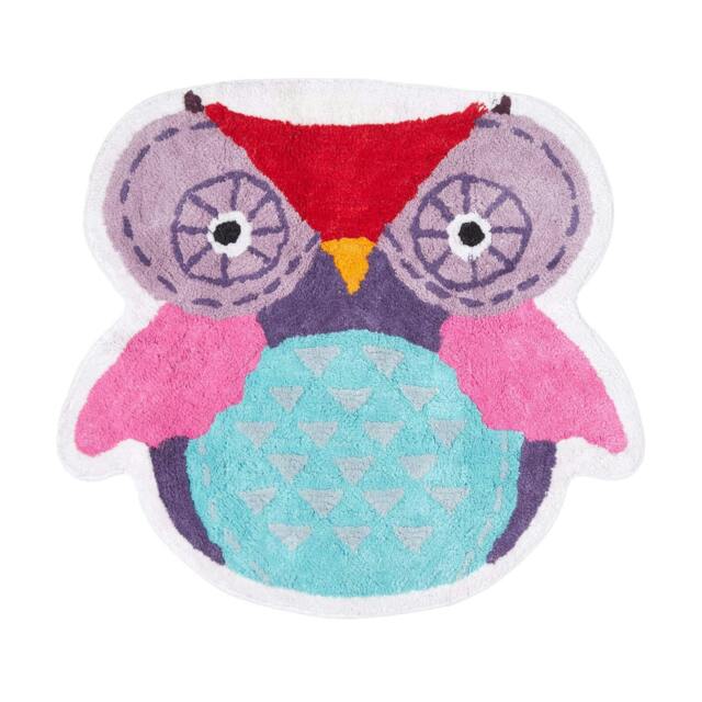 Homescapes Cotton Tufted Washable Owl Children Rug Multi Multi Colour