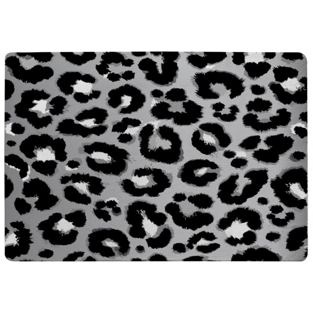 Silver Leopard Print Rug Multi