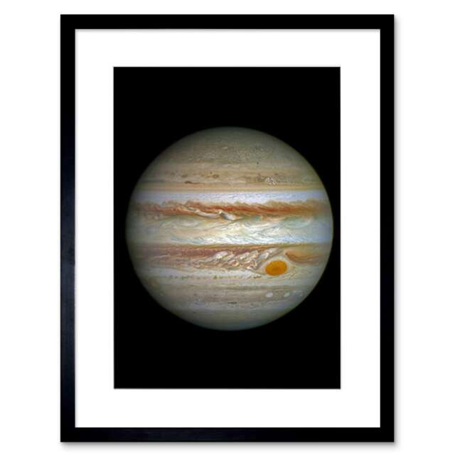 "NASA Hubble Space Jupiter Great Red Spot View 9x7"" Black Framed Wall Art Print"