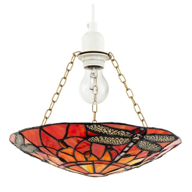 Vivid Orange and Amber Dragonfly Tiffany Glass Easy Fit Pendant Shade