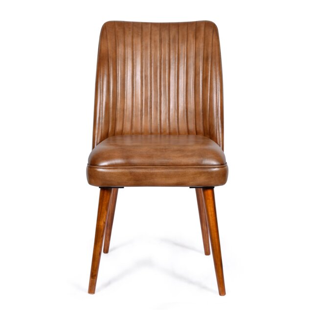 Real Genuine Leather Kitchen Dining Chair Tan Brown 93cm High x 50cm Wide x 61cm Deep Only Legs To Attach