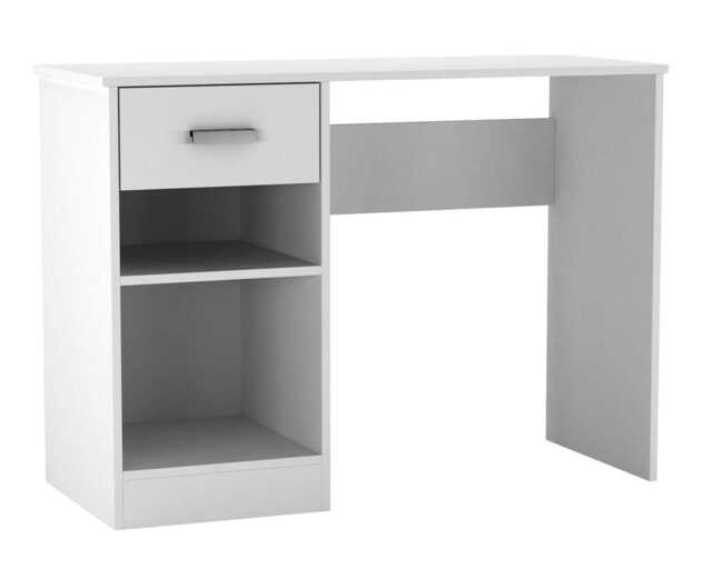 1-Drawer Wooden Desk with Storage White 1