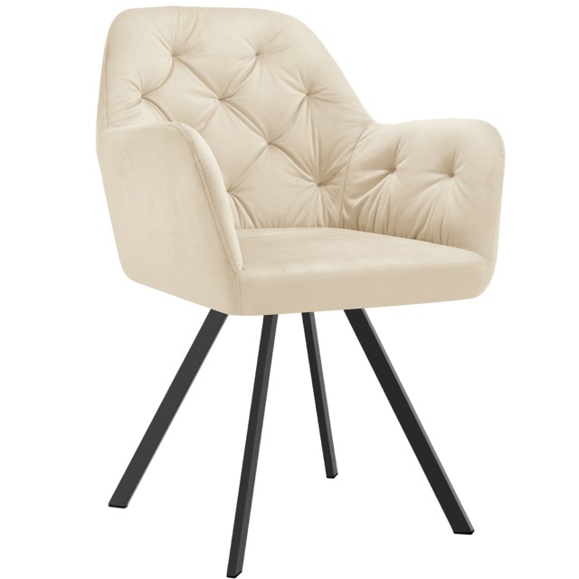 Armchair Lucia - padded, quilted pattern, 180 degree swivel chair Cream cream 1
