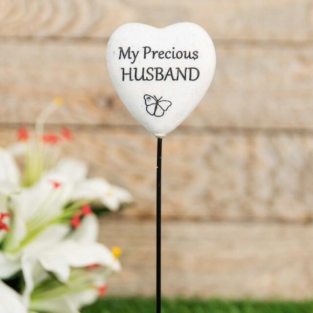 Graveside Plaque Thoughts Of You Resin Heart on Stick - Husband