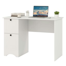 COSTWAY Computer Desk Writing Desk w/2 Drawers White