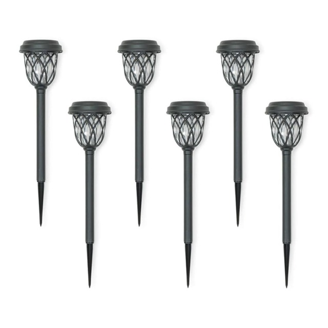ValueLights Set of 6 Diamond Black Outdoor Solar Spike Light