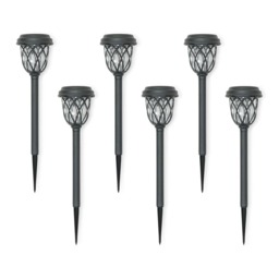 ValueLights Set of 6 Diamond Black Outdoor Solar Spike Light