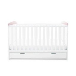 Ickle Bubba Coleby Style Cot Bed with Under Drawer Elephant Love Pink - Without Mattress