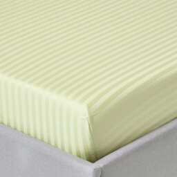 Homescapes Sage Green Egyptian Cotton Satin Stripe Fitted Sheet 330 TC, Small Double Green Small Double