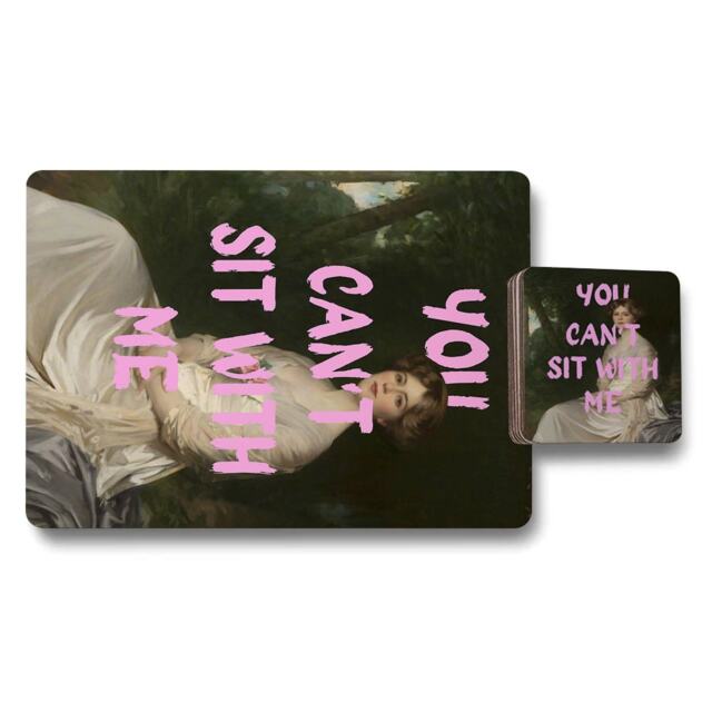 Set Of 12 Placemat And Coaster Set With Designer Artwork And Wood Bottom