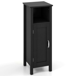 COSTWAY Bathroom Floor Cabinet Freestanding Organizer Black Black