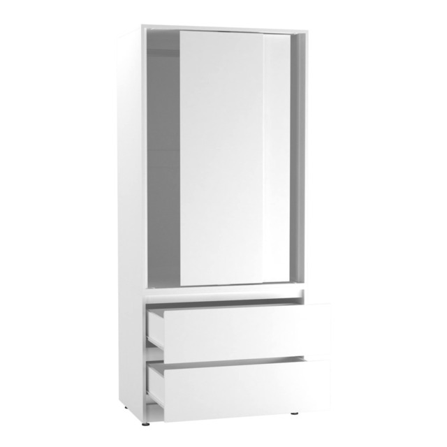 URBNLIVING 2 Sliding Door Wardrobe With 2 Drawers And Hanging Rail White White Doors 1