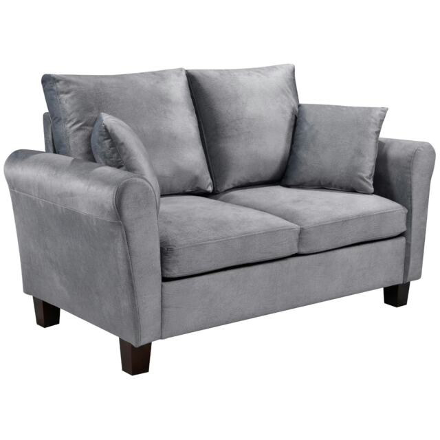 Plush Velvet 2 Seat Sofa in Grey