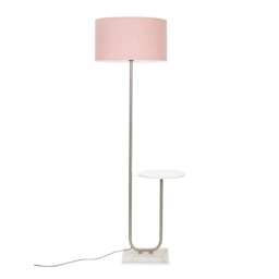 ValueLights Tavel Brushed Chrome Floor Lamp Blush Shade and Bulb
