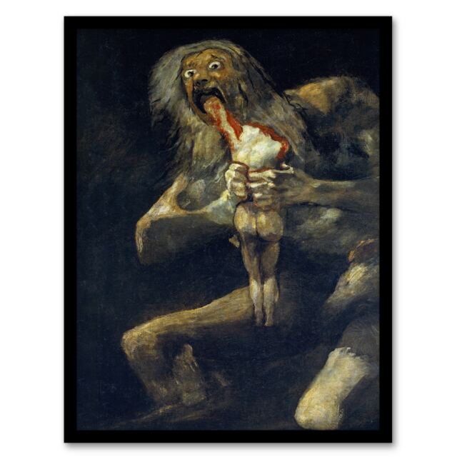 Francisco Goya Saturn Devouring His Son Painting Framed Wall Art Print A4