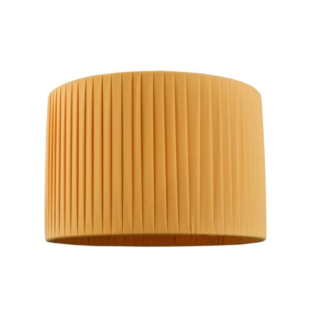 "Modern Chic Designer Double Pleated Ochre Cotton Fabric 10"" Drum Lampshade"