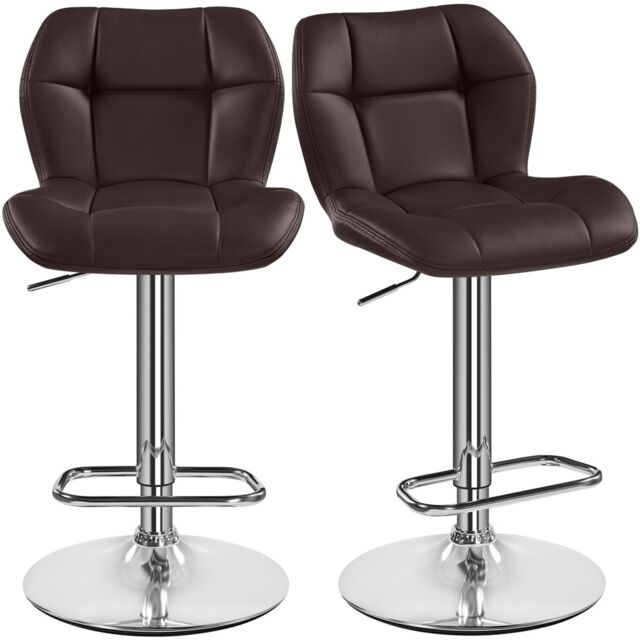 Yaheetech Set of 2 Modern Faux Leather Swivel Bar Chair