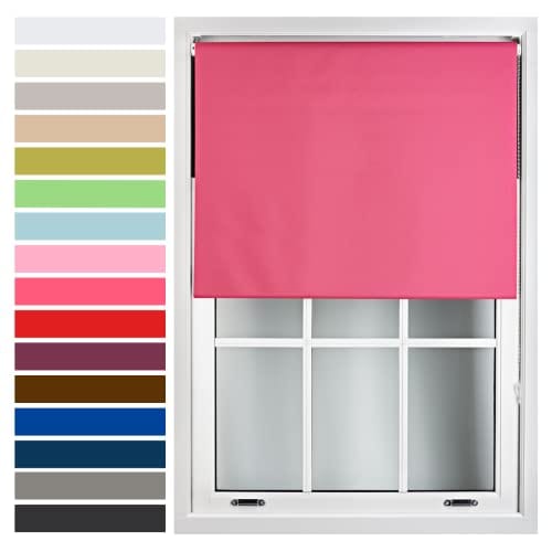 FURNISHED Roller Blind Made to Measure Blackout Fabric with Metal Fittings Easy Fit Pink Fuchsia (W) 90cm x (L) 165cm