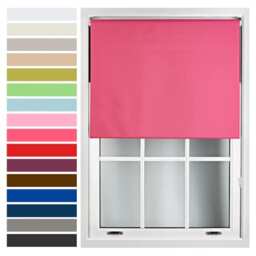 FURNISHED Roller Blind Made to Measure Blackout Fabric with Metal Fittings Easy Fit Pink Fuchsia (W) 90cm x (L) 165cm