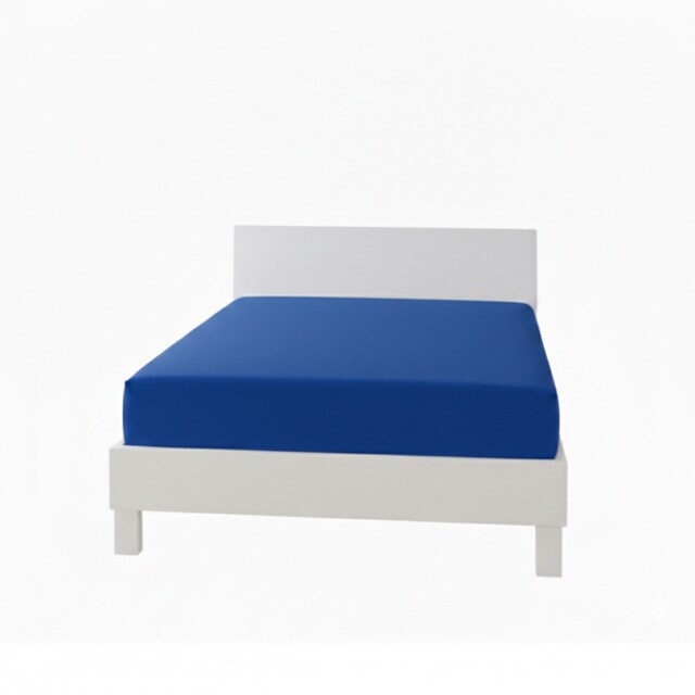 Polycotton Fitted Sheet Extra Deep 40cm Skirt Easy Care Blue Royal Blue Small Double
