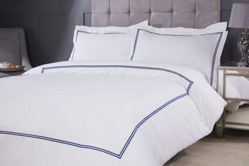 Carlton Embroidered Duvet Set Single Bed Navy