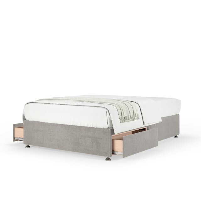 Super Ortho Orthopaedic Seal Grey Naples Velvet 2 Drawer Divan Set Single