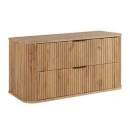 Elegance Glamour Style 2 Drawer Bathroom Vanity Cabinet 100cm - Gold Craft Oak Multi Gold Craft Oak