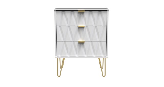 Dallas 3 Drawer Midi Chest of Drawers in White Matt (Ready Assembled) White White Matt