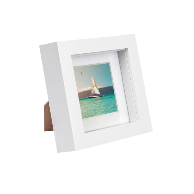 "Nicola Spring 4 x 4"" Photo Frame - White Mount 3D Photo Frame Picture Frame Box Portrait Display Case & Spacer (12.5 x 12.5cm)"