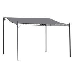 Outsunny 4 x 3 Meters Canopy Metal Wall Gazebo Awning Garden Marquee Shelter Door Porch Grey