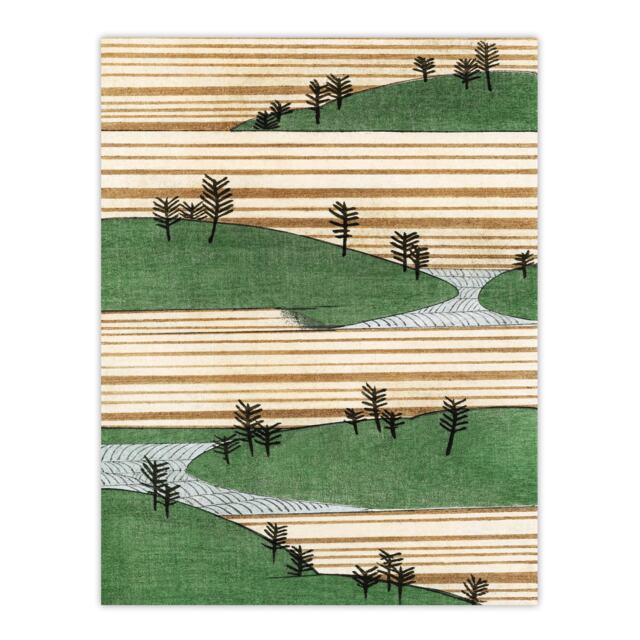 "Landscape Hills Pattern Retro Japan Wall Art Print Bijutsukai 18x24"""