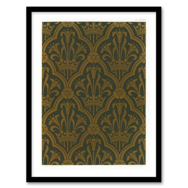 GA and MA Audsley Framed Wall Art Lily and Crown Art Deco Pattern Home Décor