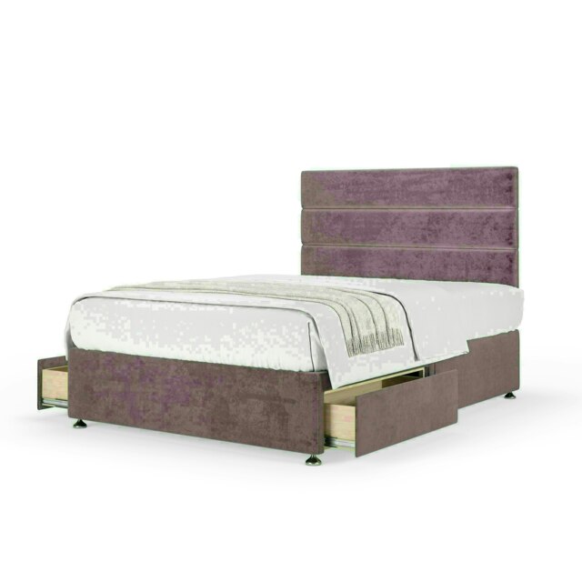 Mauve Naples Velvet 2 Drawer Divan Base and Milan Headboard Small Double