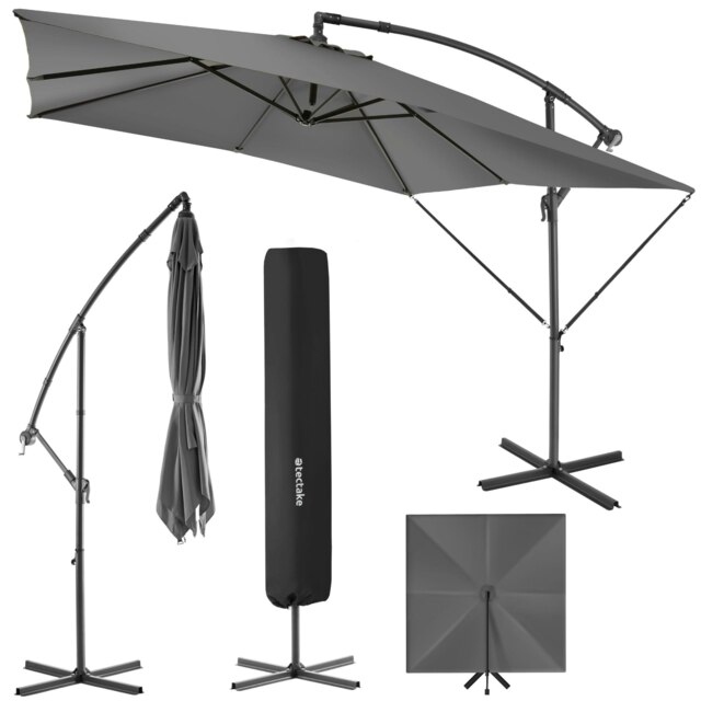 Parasol Apollo - 250 x 250 cm, tilt adjustable, protective cover included Grey Light Grey