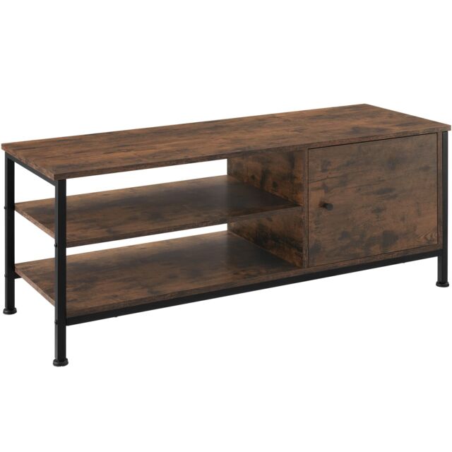 TV Stand Durban - lowboard cabinet with 3 shelves, cupboard section with door Brown Industrial wood dark, rustic 110 x 40 x 45,50 cm 1