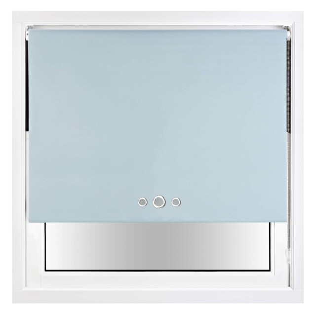 FURNISHED Blackout Roller Blind with Triple Eyelets & Metal Fittings Blue Duck Egg Blue (W) 45cm x (L) 165cm