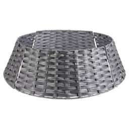 76cm Christmas Xmas Tree Skirt Round Decorative Festive Base Stand Cover 4 Pcs Silver Silver