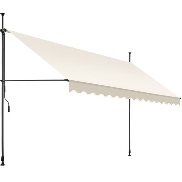 Awning with hand crank - pressure fitted , height adjustable Cream beige 400 x 180 cm 1
