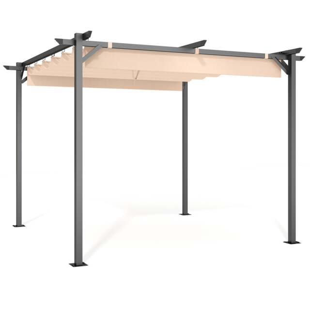 Rattantree Outdoor Retractable Pergola Gazebo Metal Canopy 8ft x 8ft