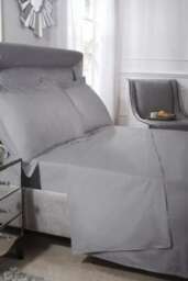 400 Thread Count Cotton Collection Flat Sheet in Silver - Super King