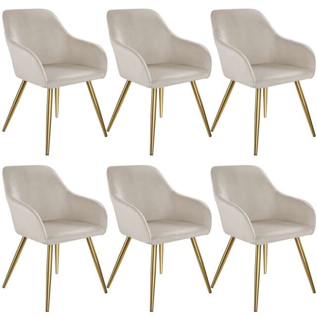 Chair Marilyn with Velvet Cover, Gold Steel Legs and Plush Padding Grey taupe/gold One Size 6