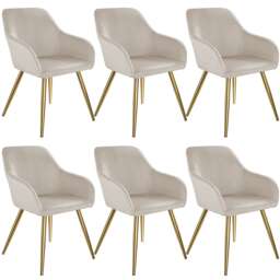 Chair Marilyn with Velvet Cover, Gold Steel Legs and Plush Padding Grey taupe/gold One Size 6