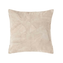 Homescapes Cream Real Leather Suede Cushion with Feather Filling - 45 x 45 cm Cream 45 x 45 cm 1