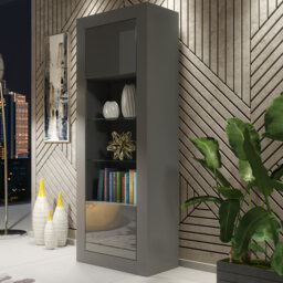 Display Cabinet Bookcase Sideboard Storage Cabinet Cupboard Grey High Gloss 170cm