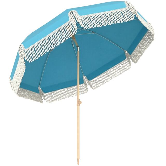 Outsunny 1.7 m Beach Umbrella, Adjustable Height Portable Parasol, Blue Blue Lake Blue Φ174 x 205H cm