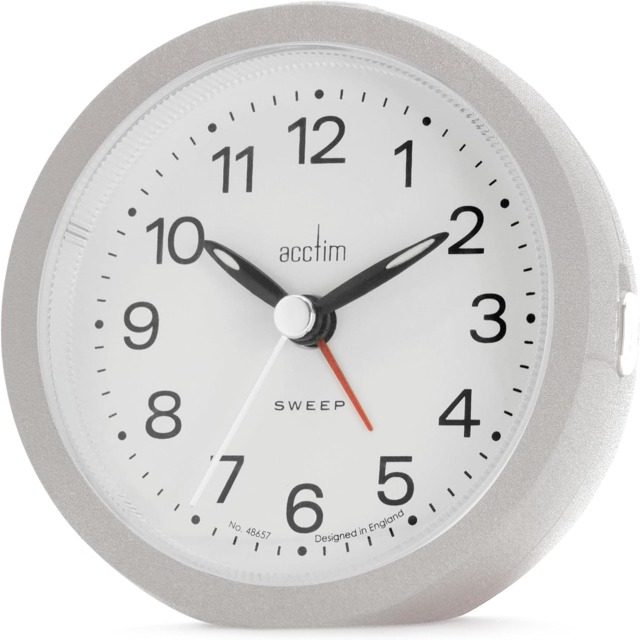 Acctim Elana Analogue Alarm Clock Non Ticking Sweep Quartz Luminous Hands Gold Champagne