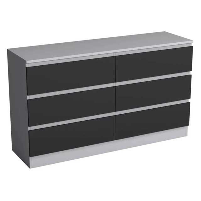 Minimalist Chest of 6 Drawers - 68.6x120x35cm Grey Grey & Black 1