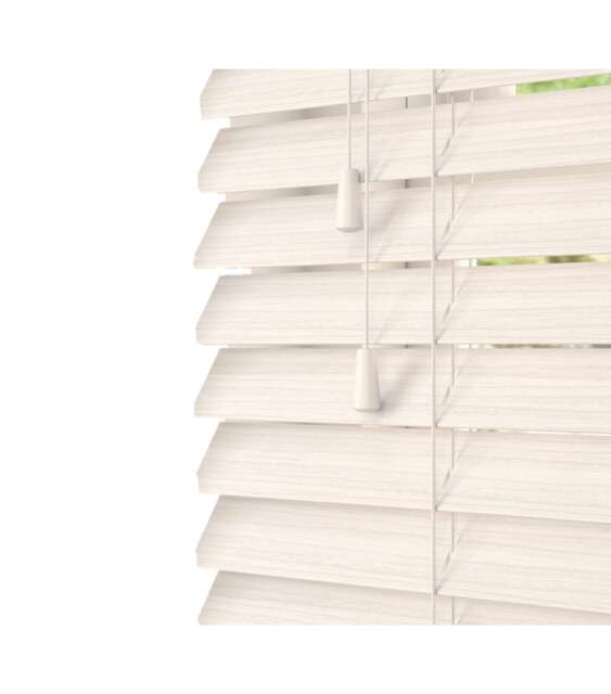 180cm White Oak Faux Wood Venetian Blinds with String (120cm Drop) White White
