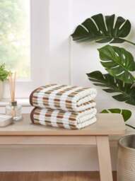 Santa Cruz Pure Cotton Hand Towels Set Of 2 Brown Hand towel 2