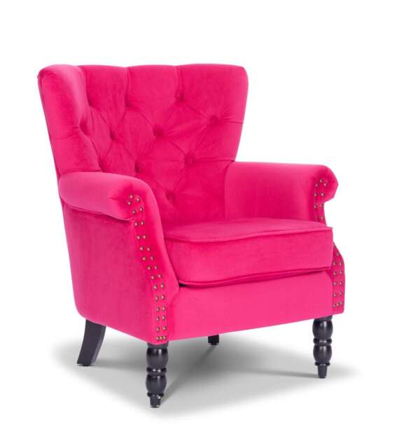 Velvet Pink Liana Accent Wingback Chair
